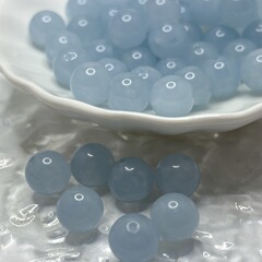 氷種の空の青いボールの薄い青い玉の髄の氷河の青い散珠diyはブレスレットのネックレスのペンダントのアクセサリーを編みます。