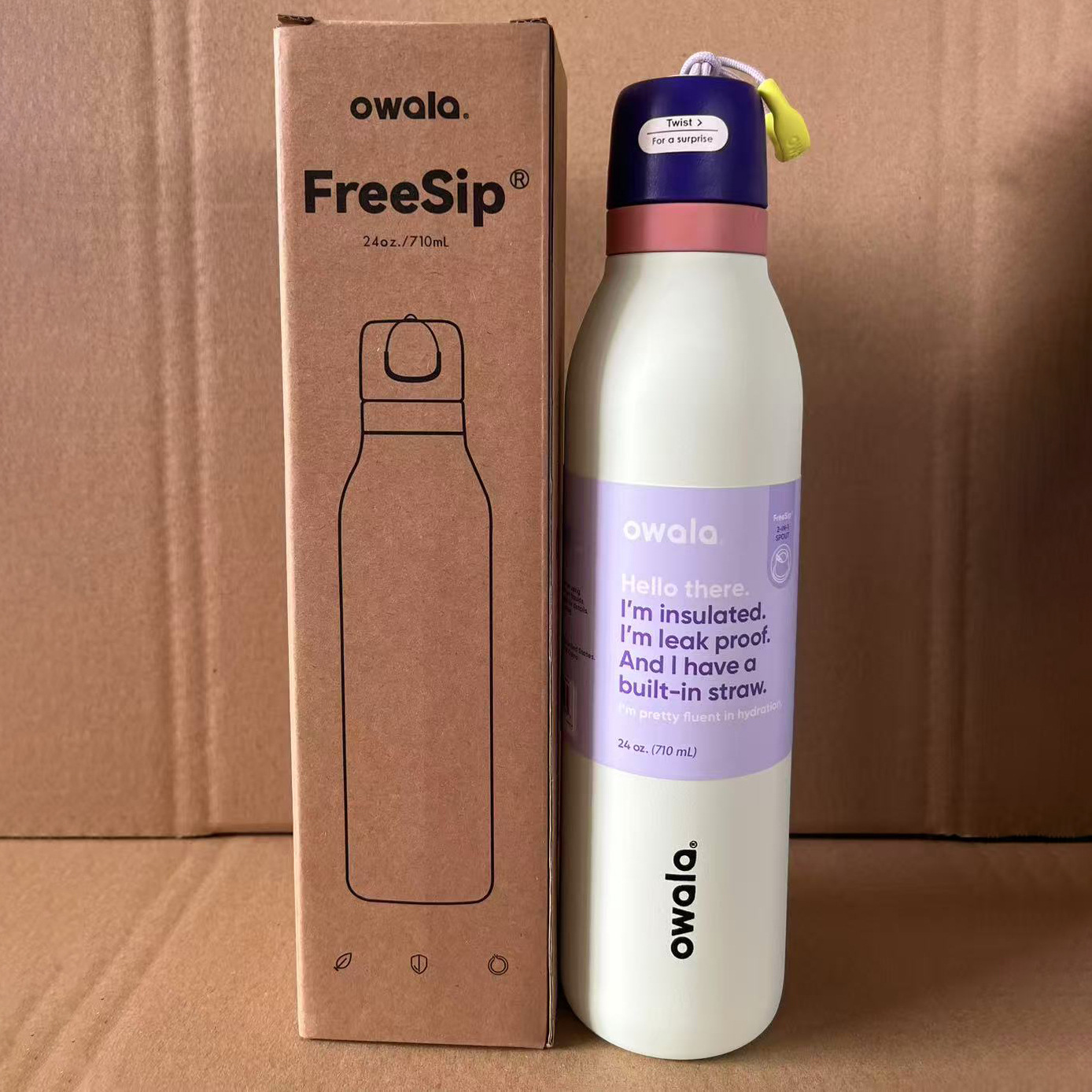 Owala mismo estilo, pajita portátil de gran capacidad, taza doble para beber, termo de acero inoxidable 304, hervidor de agua para deportes al aire libre portátil