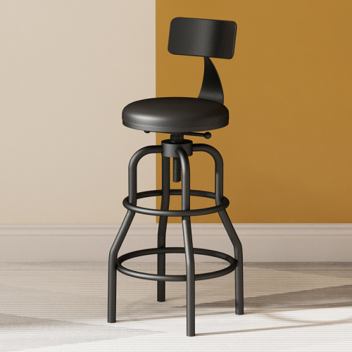 Bar counter chair high-leg stool wrought iron household backrest adjustable bar stool modern high chair minimalist bar chair high-leg chair p^