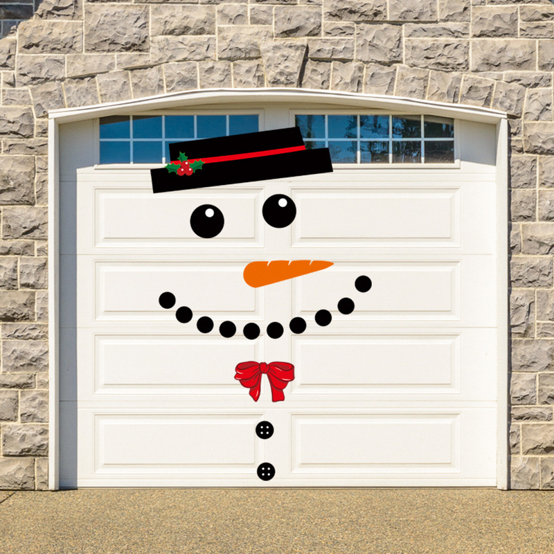 X012 Amazon AliExpress cross-border Christmas door stickers large size snowman DIY holiday garage wall stickers