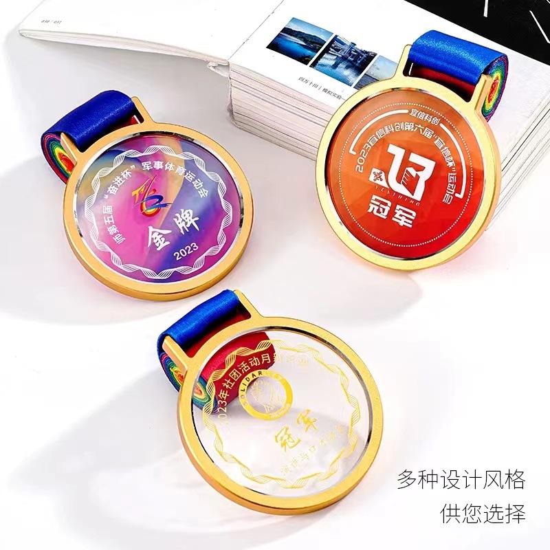 Medalla de Cristal Conmemorativa Cristal Blanco para Maratón Baloncesto y Voluntarios