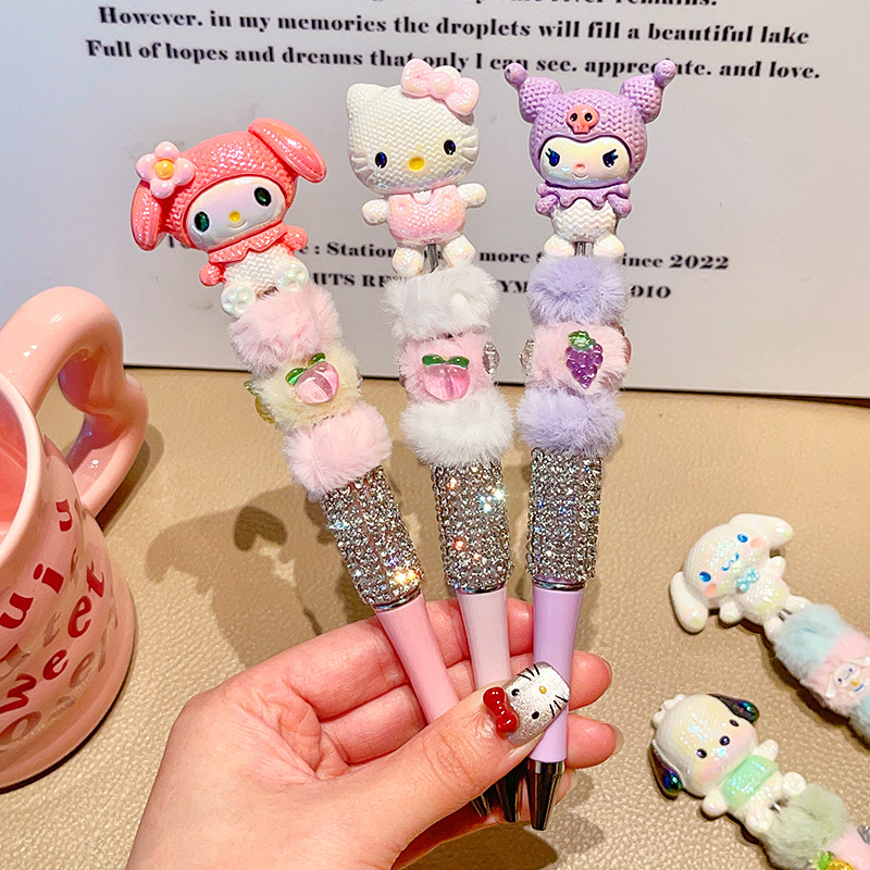 Diamante de peluche para niños bolígrafo neutro flash bolígrafo giratorio bolígrafo de taza encantador princesa bolígrafo de dibujos animados mujer