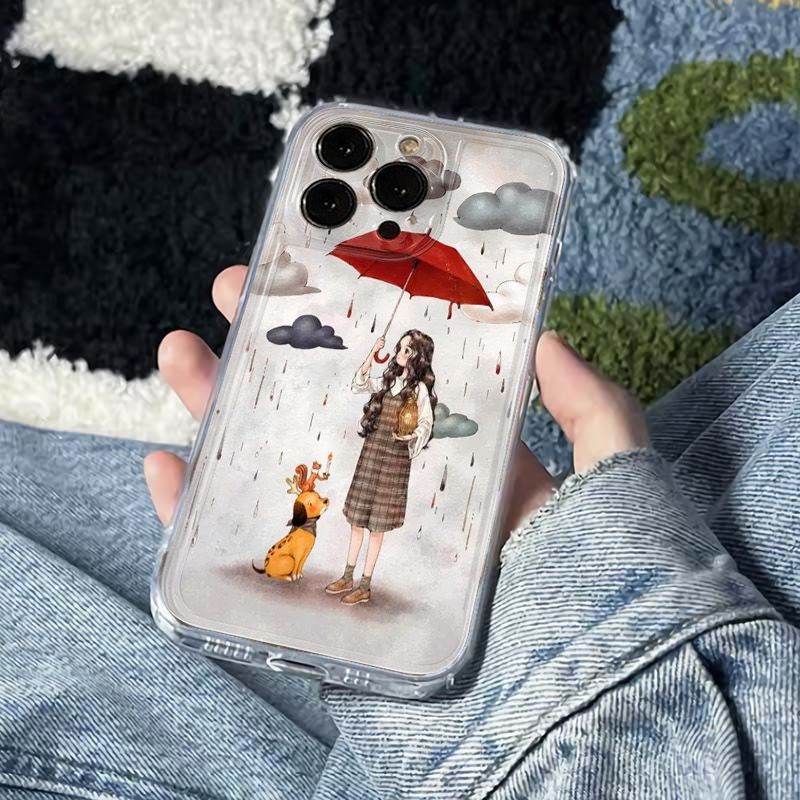 Cover protettiva per iphone con design ragazza con ombrello_voghion.com