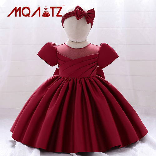 Children's Dress Princess Skirt 2024 New Women's European and American Flower Child Wedding Catwalk Performance Baby First Birthday Dress