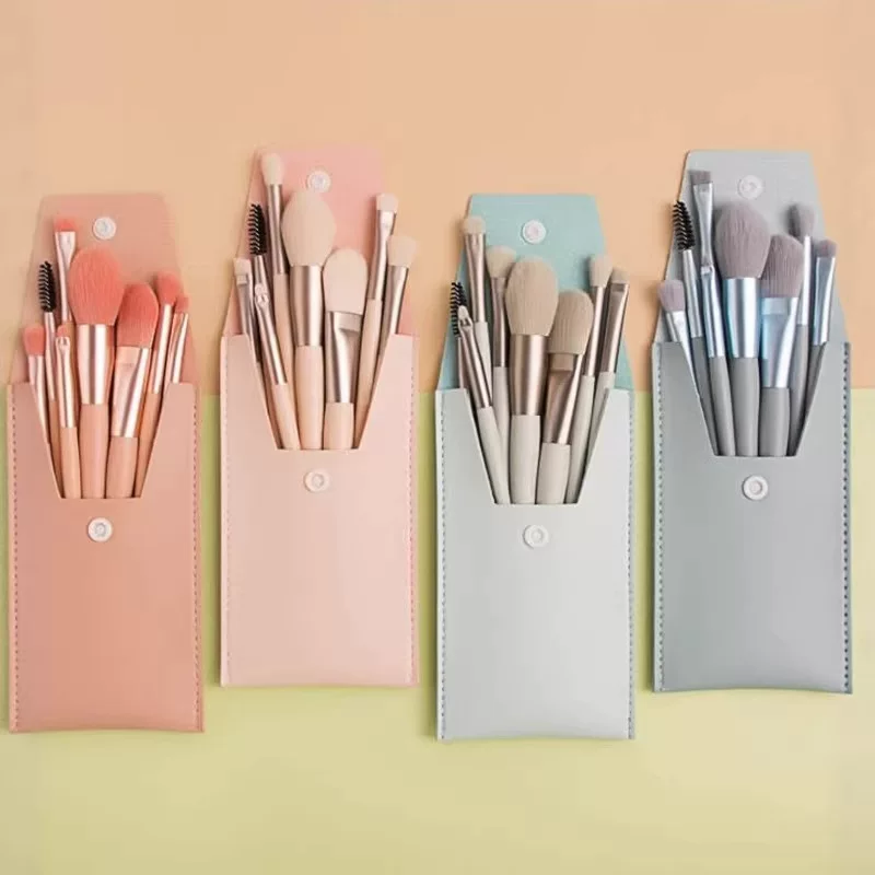 Small soft handheld brush, face blush, set, 8 pieces, for beginners