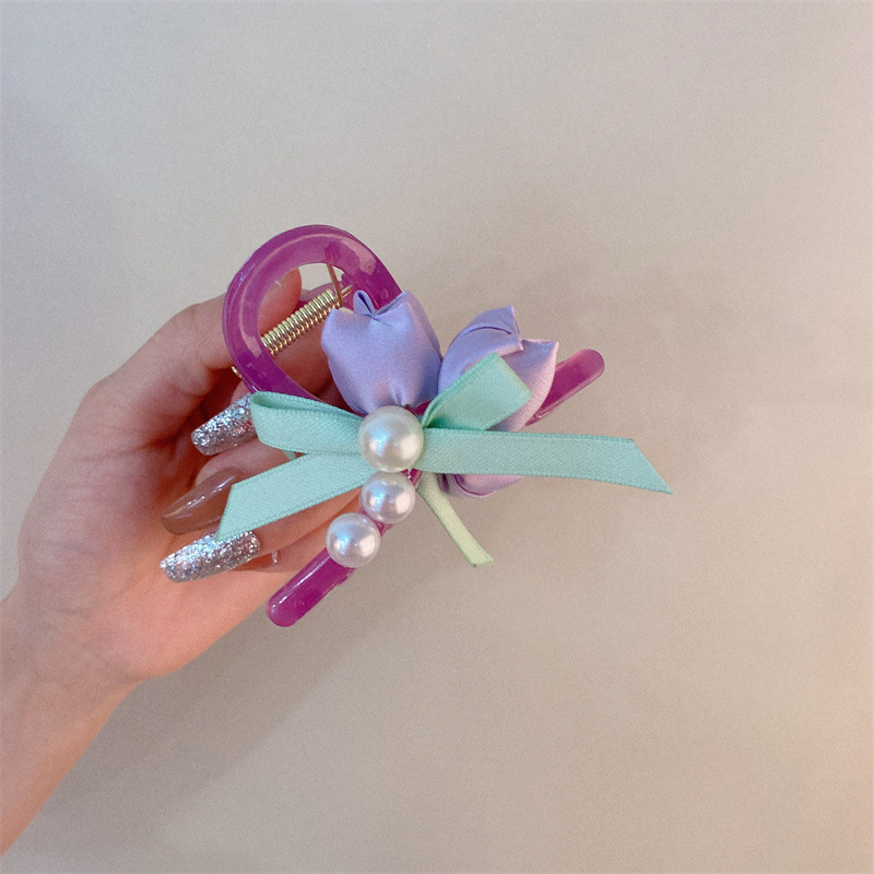 Tulipan temperamento universal super cabello de inmortalidad atrapar dulce chica rosa cabello de pinza de pez adornamiento para el cabello