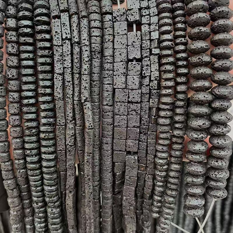 Cross-Border Supply of Natural Volcanic Rock Miscellaneous Pieces, Volcanic Stone Cylindrical Square Abacus Beads, Jewelry DIY Accessories