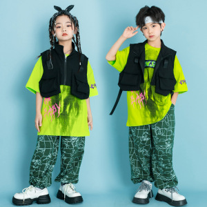 Children girls rapper hip hop jazz dance costumes boy hip-hop rapper singers gogo dancers dance clothing Fried street shows clothes for kids