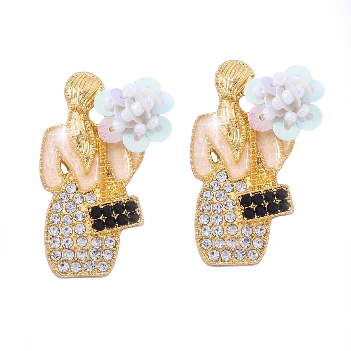 1 Pair Lady Cartoon Character Plating Zinc Alloy Drop Earrings display picture 11