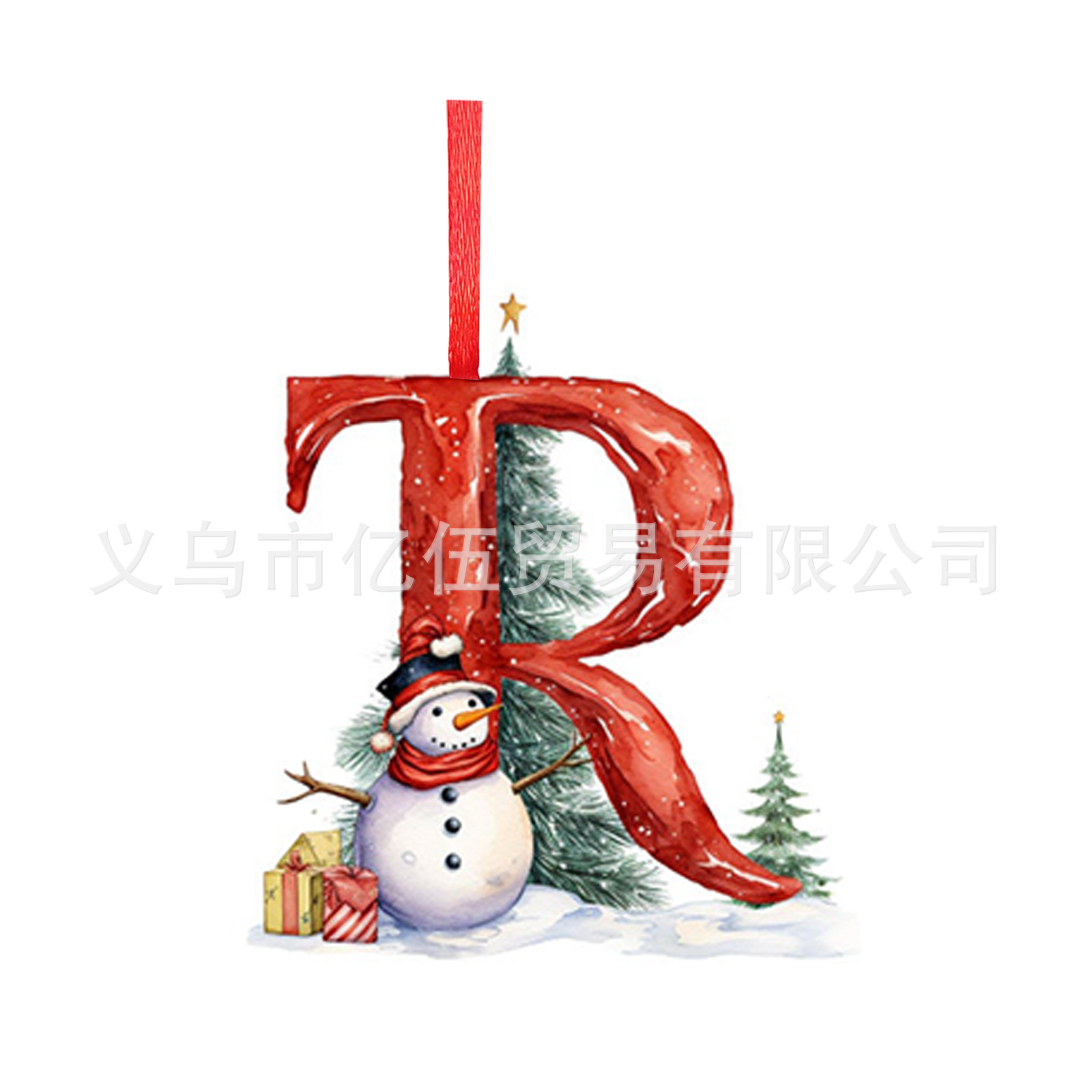 Nuevos productos transfronterizos 26 letras muñeco de nieve bebé colgante de Navidad acrílico plano árbol de Navidad decoración para el hogar colgante image 23