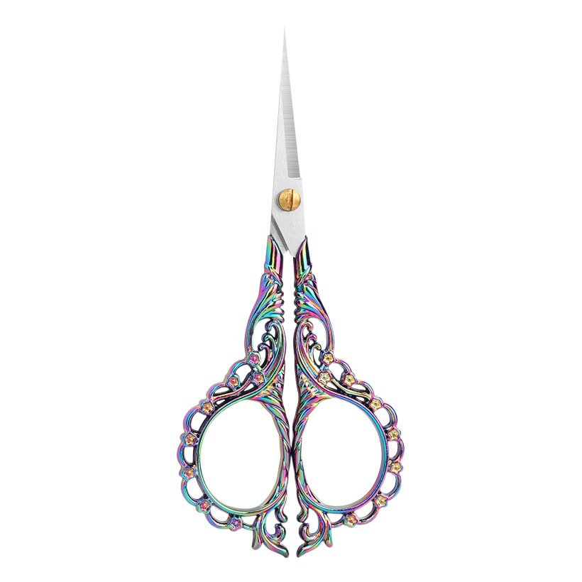 Peach Blossom Vintage señaló pequeñas tijeras de acero inoxidable tijeras para el hogar Ventana de flores tijeras de bordado de lana tijeras de oficina estudiante hecho a mano