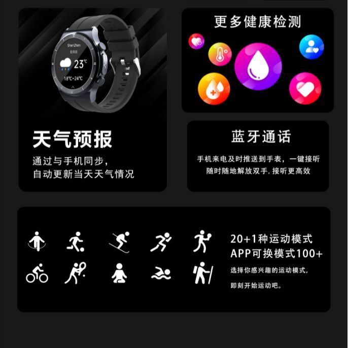 Nuevo reloj inteligente T30 ECG no invasivo de glucosa en sangre Frecuencia Cardíaca oxígeno en sangre monitoreo de la salud del sueño Bluetooth llamada Deportes