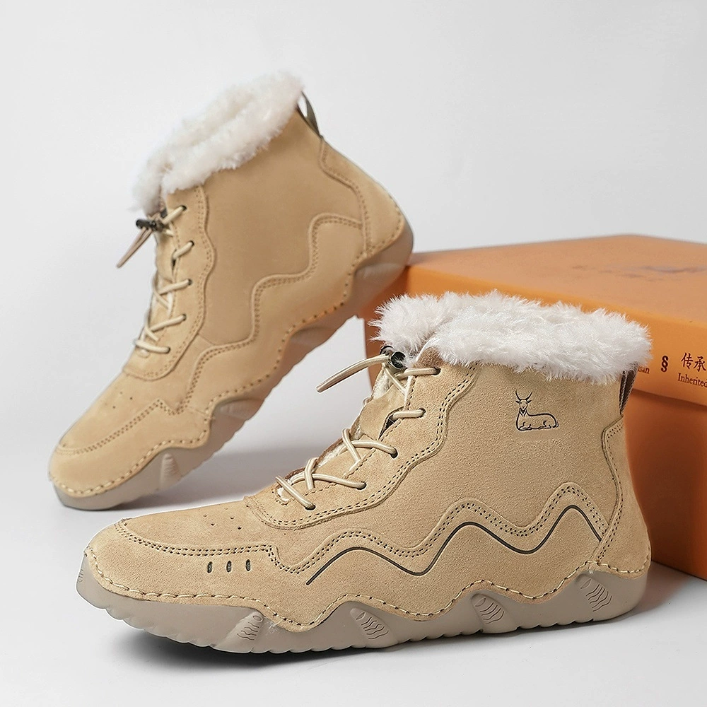 Трансграничные теплые ботинки Martin Женские туфли из натуральной кожи больших размеров с хлопковой подкладкой и независимой стойкой, износостойкая Уличная Повседневная обувь