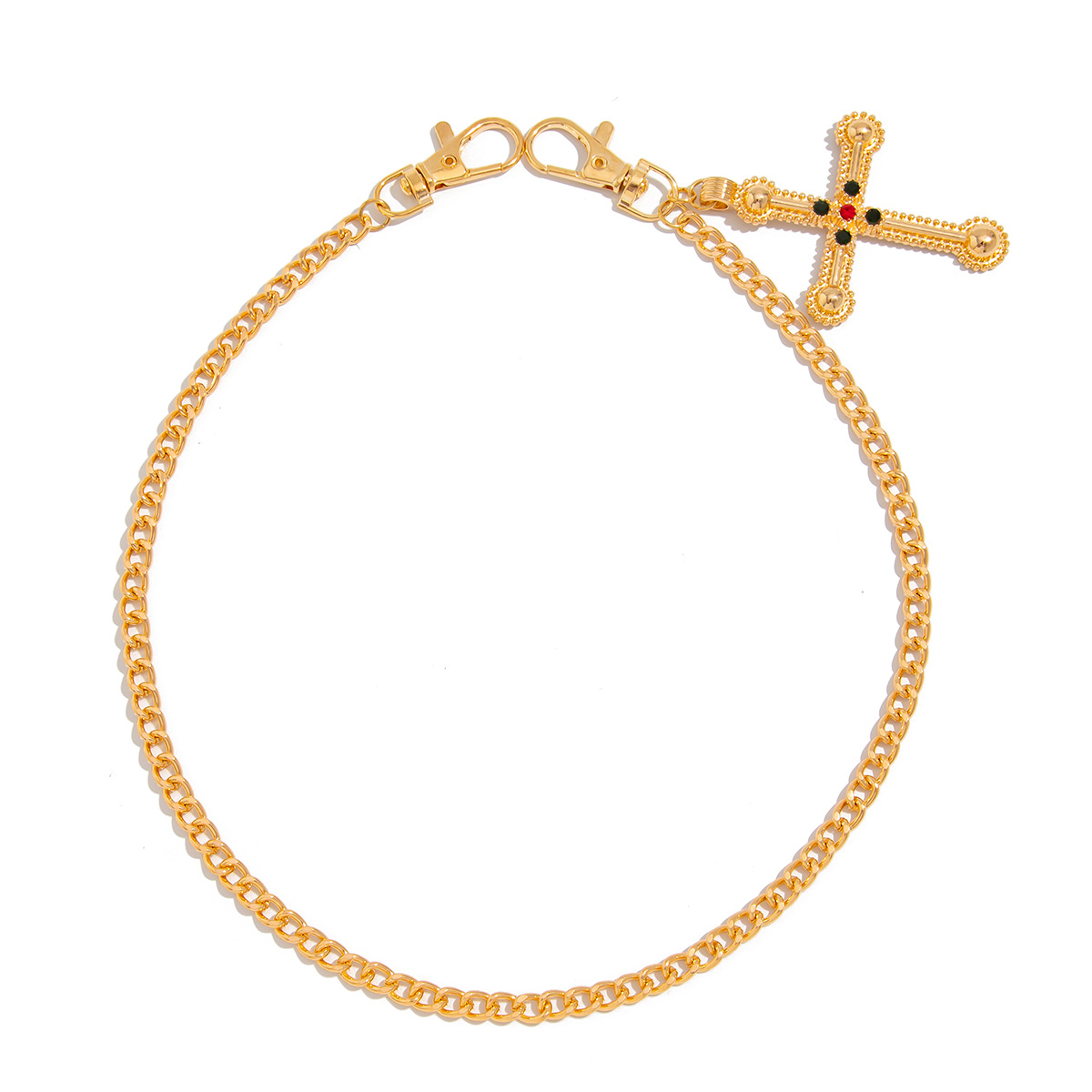 Exaggerated Large Cross Pendant Pants High-End Feel Jeans Men's Simple Waist Chain_voghion.com