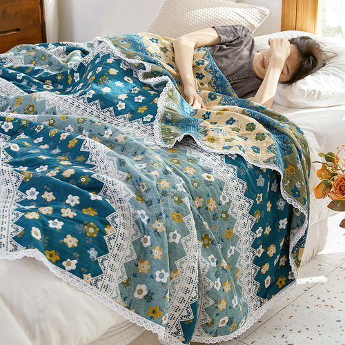 Pure cotton gauze towel is enlarged, thickened, soft, cotton blanket, breathable towel blanket, four-season fresh adult bed cover