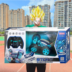 兒童遙控車玩具遙控翻斗特技車 燈光音樂耐摔360度特技翻滾可充電