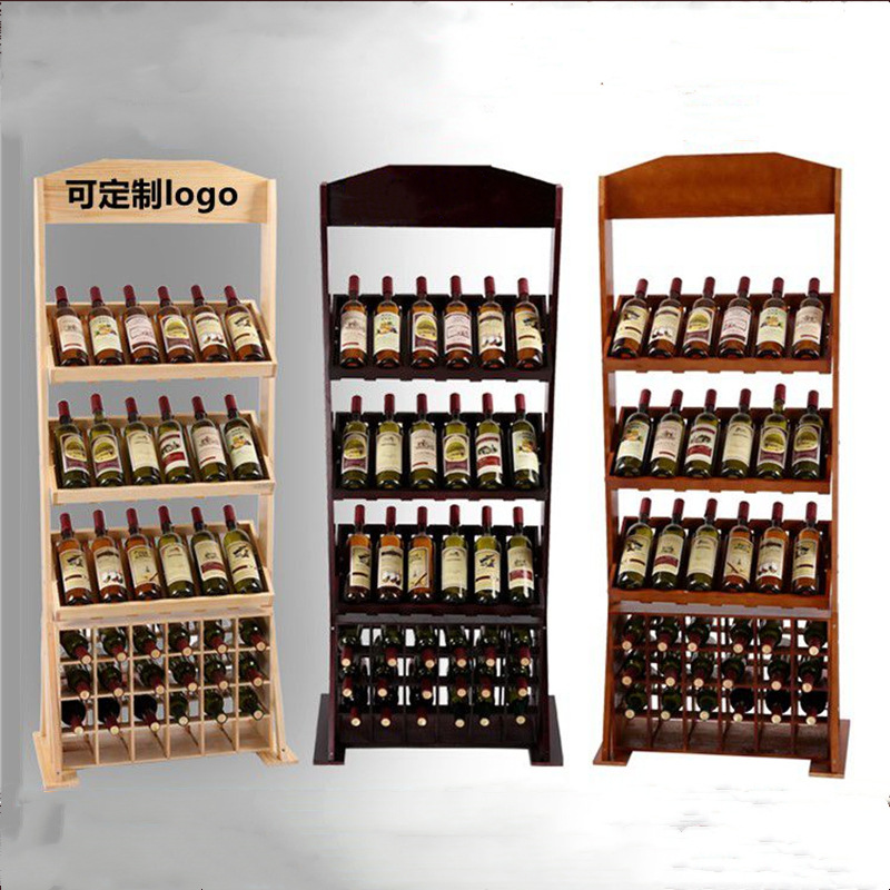 European-style Red Wine Rack Wooden Display Rack Wine Storage Rack Floor-standing Winery Storage Rack Household Cup Rack Wine Cabinet