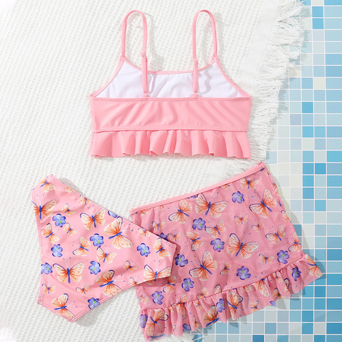 2025 Children's Separate Swimsuit Set for Girls, featuring Short Skirt and Larger Child Swimwear