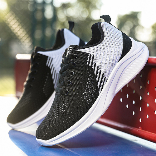  Spring New Women's Sports Shoes Fashionable Flying Mesh Casual Shoes Foreign Trade Running Soft Sole Simple Women's Shoes