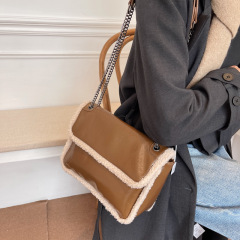 Autumn and winter stylish plush mini bag for women&mdash;versatile, new fashion design with chain strap, large-capacity, high-end crossbody bag.