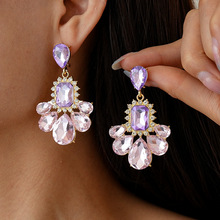 欧美复古镶钻几何方形水滴花朵银针耳环轻奢高级感宫廷风精致耳饰