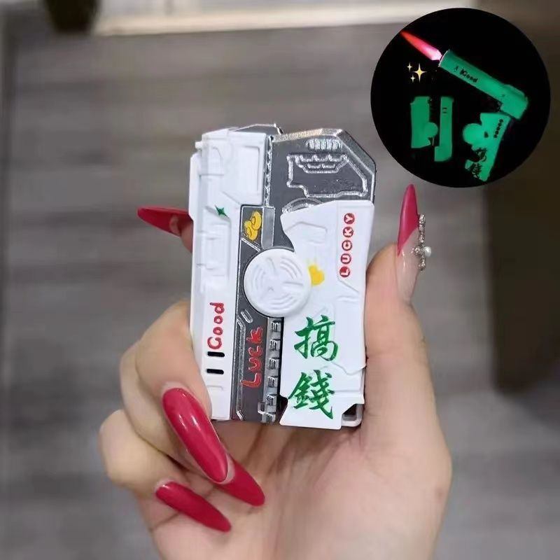 Nueva punta de dedo plegable giroscopio pistola encendedor novio celebridad de Internet inflable a prueba de viento rotación creativa descompresión personalidad image 14