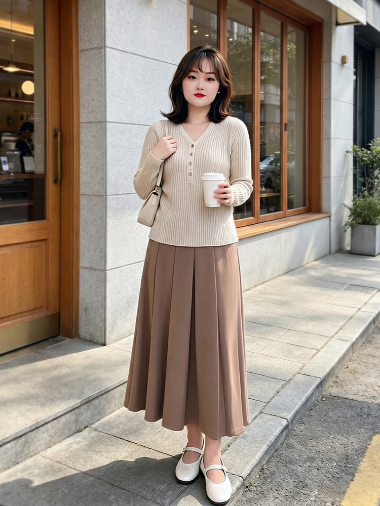 65-160kg Plus-Size Women's Knitwear Pleated Skirt 2026 Spring and Autumn New Style Gentle Style Two-Piece Set for Slightly Chubby Women 65-160kg Plus-Size Women's Knitwear Pleated Skirt 2026 Spring and Autumn New Style Gentle Style Two-Piece Set for Slightly Chubby Women