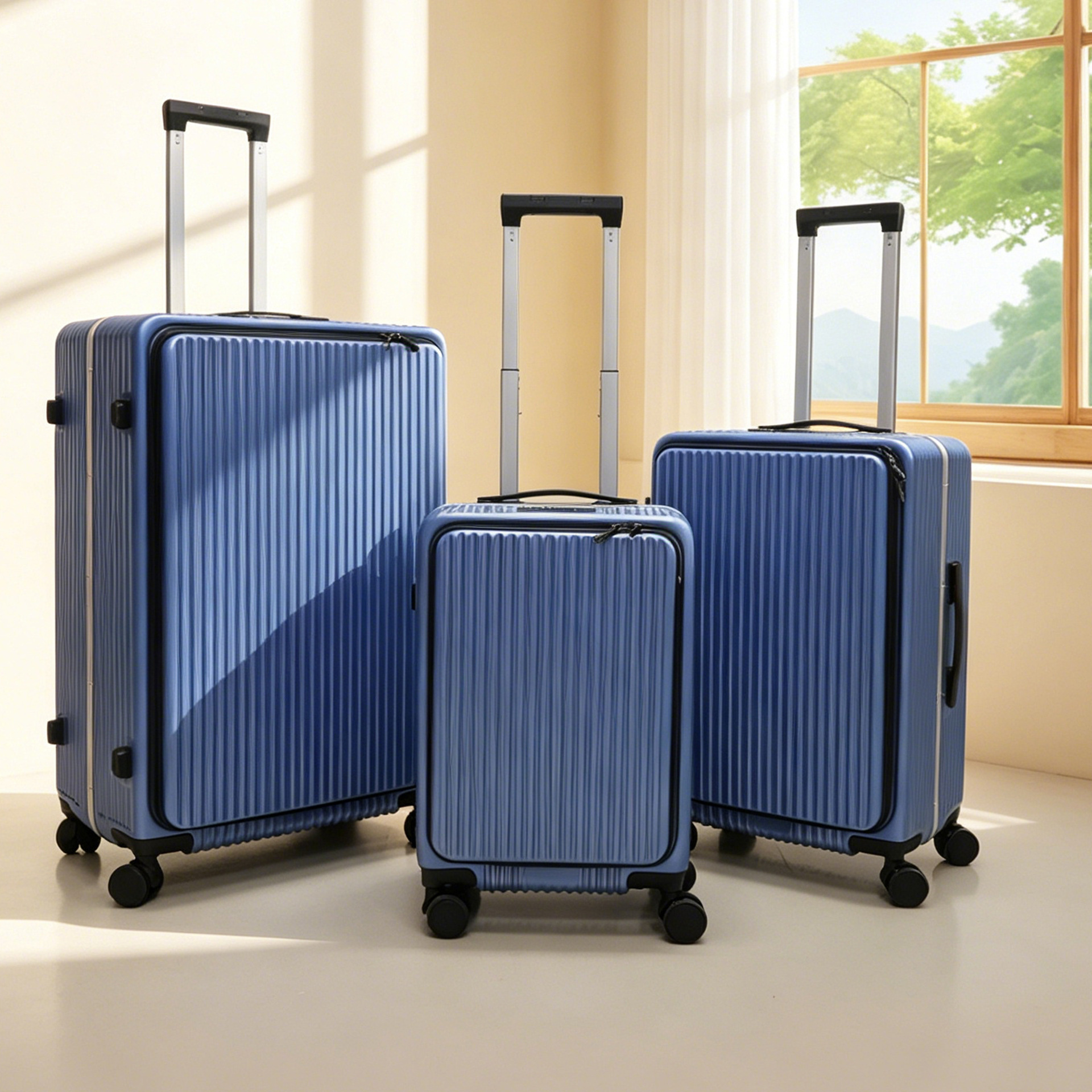 New aluminum frame front-opening zippered suitcase, 20/24/28 inch, stylish, sturdy and durable trolley case.