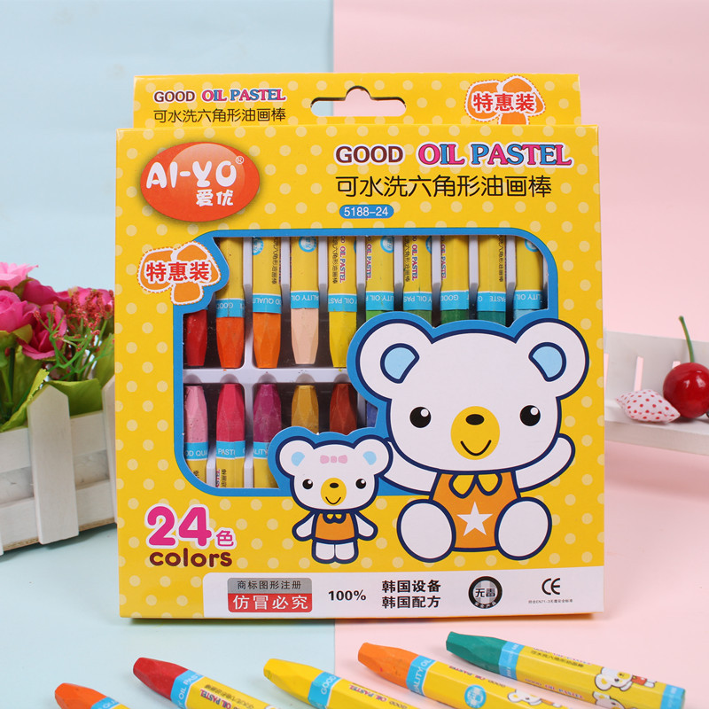 Venta al por mayor lavable pintura al óleo palo estudiante pintura cepillo traje dibujos animados niños color pluma crayón graffiti color pintura palo