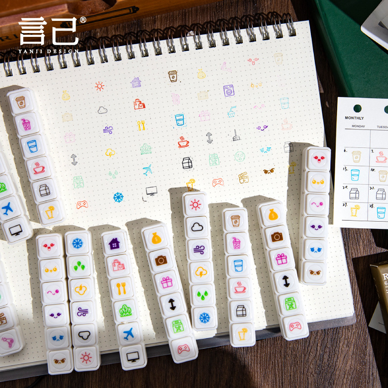 Yanji seis sellos de poesía de la libertad de todas las cosas cuentas de manodiy sello de tarjeta de perforación decorativa con sello de aceite de impresión