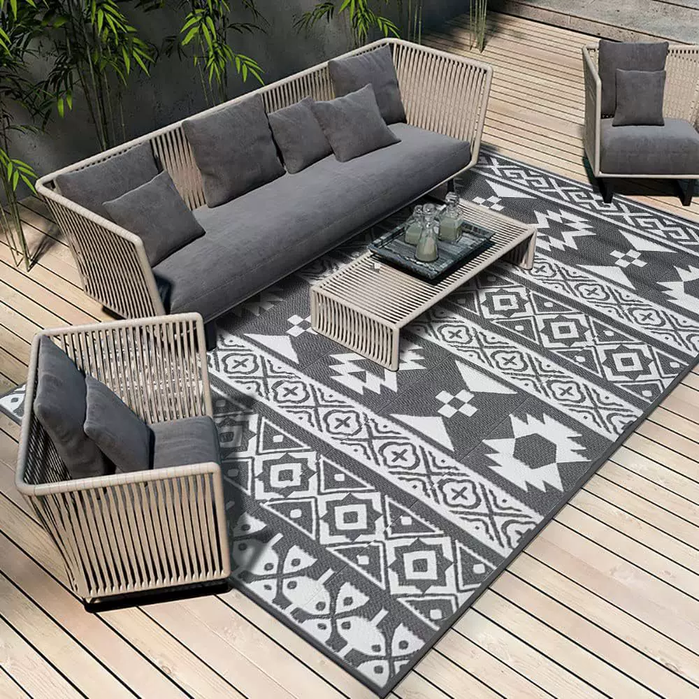 定制露营装备房车垫PP管编织防老化防潮户外地毯垫花园庭院草坪用