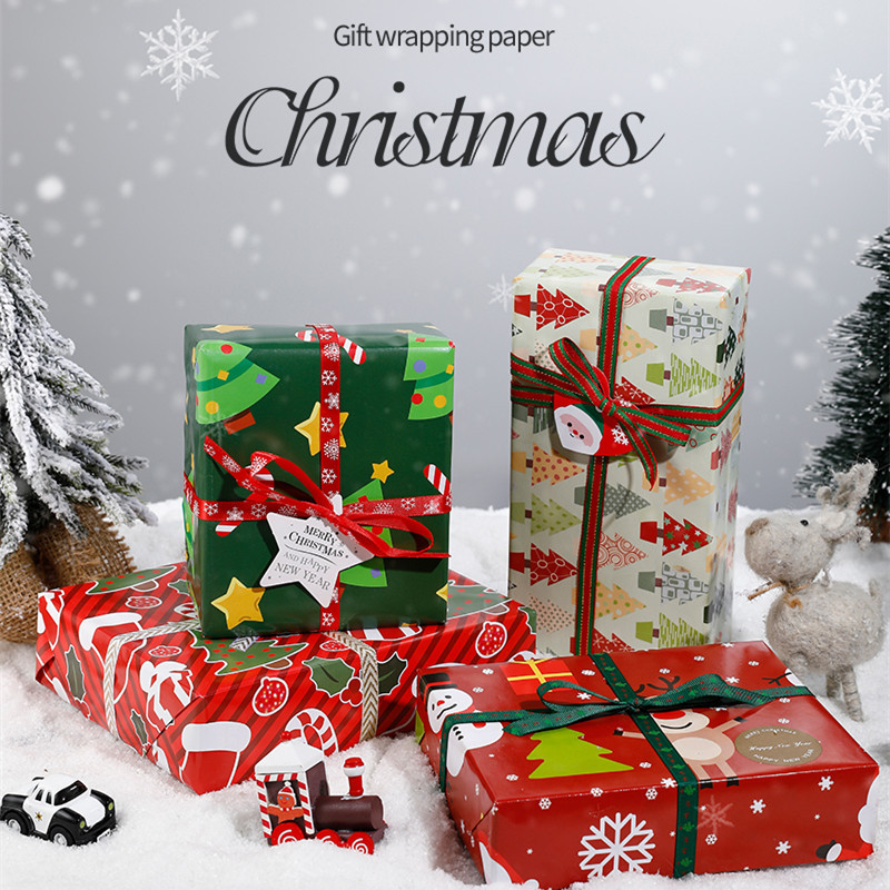 圣诞系列礼品礼盒装饰氛围感平安夜装饰纸圣诞派对卡通圣诞礼物包