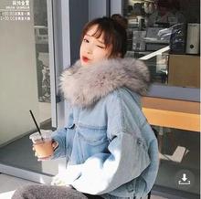 羊羔毛外套女冬短款2025韩版连帽棉袄加厚加绒牛仔外套女冬厚棉服