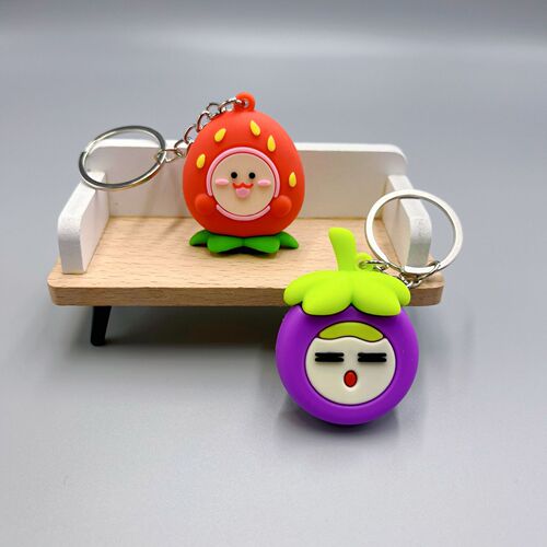 Creative Fruit Keychain Emoji Fruit Figure Pendant Keychain Accessory Watermelon Durian Strawberry