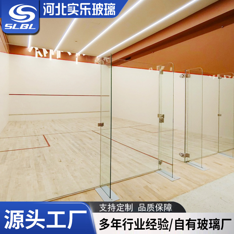 WSF标准壁球场专用透明钢化玻璃12mm防爆后墙观赛玻璃按需开孔产品实拍图