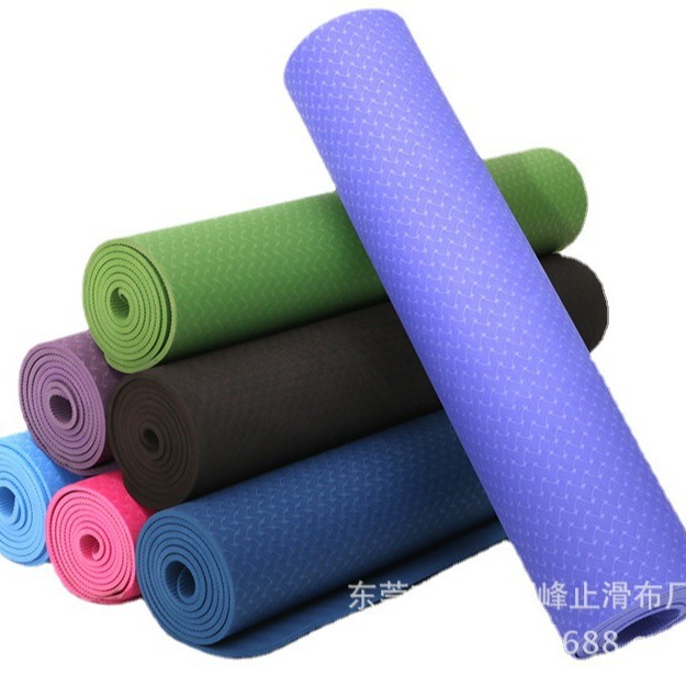 Factory Direct Supply Widened and Thickened Tpe Yoga Mat with Minor Defects 6/8mm Lightweight Solid Color Non-Slip Yoga Mat Dropshipping