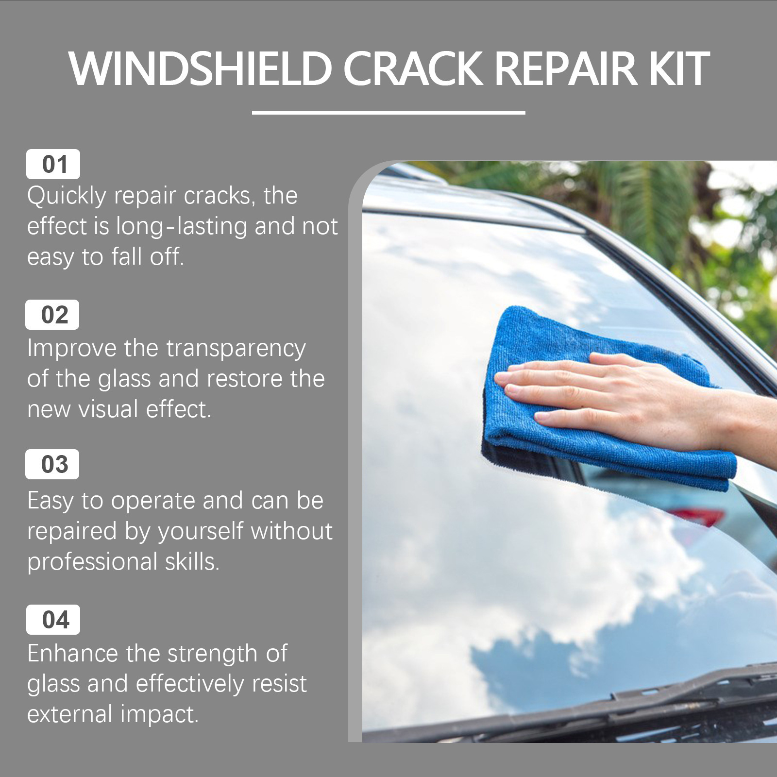 Rayhong Windshore glass windproof crack care kit Clear field vision travel car renovation kit 3
