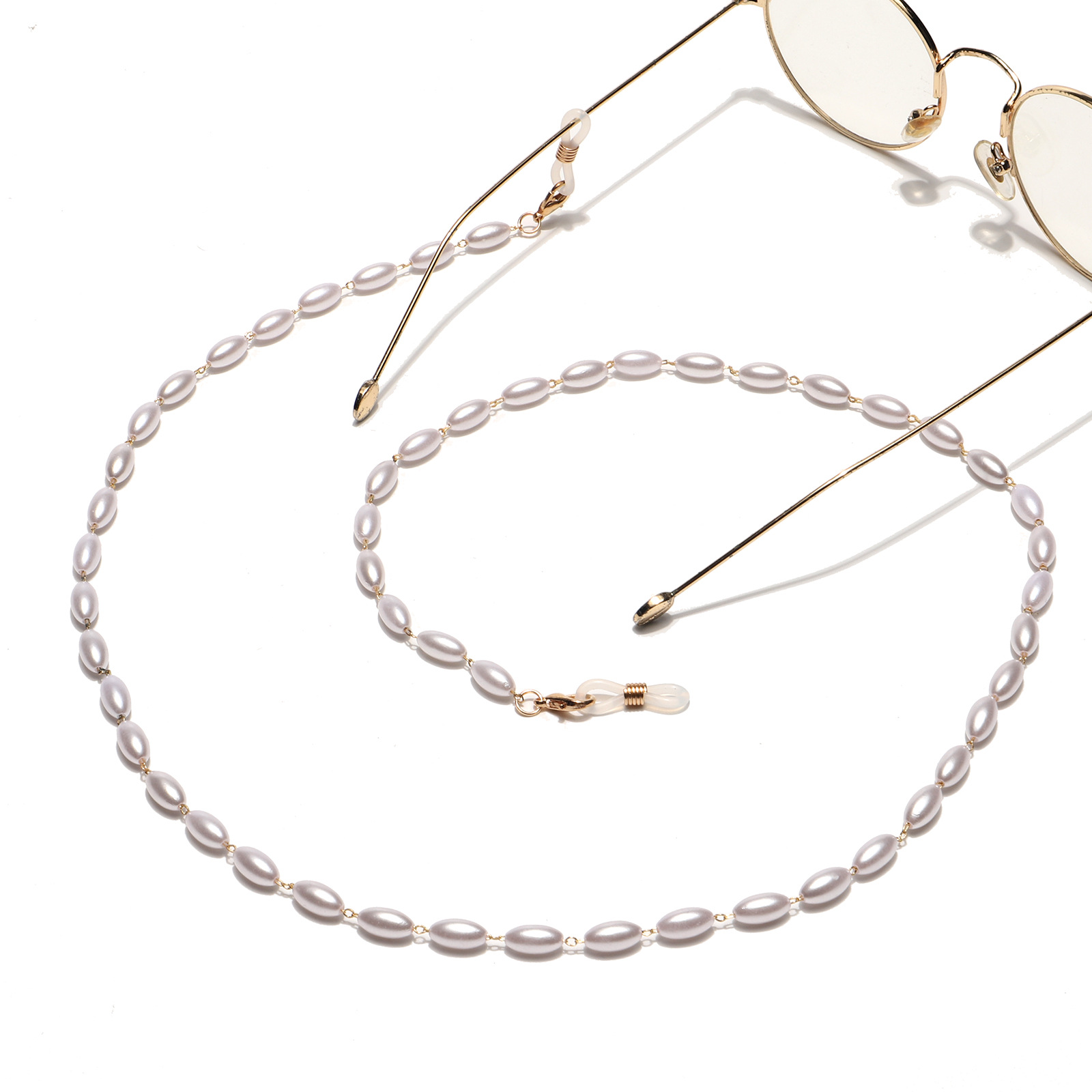 New Beige Pearl Gold Eyeglasses Chain Necklace Sunglasses Anti-lost Anti-drop Glasses Cord Eye Lanyard display picture 3