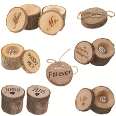 Cross-border jewelry ring storage box, wooden wedding Mr & Mrs ring box, wooden wedding celebration supplies props crafts