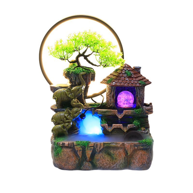 Fuente de Agua Decorativa de Rocalla de Resina para Navidad