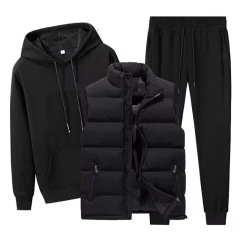 速売通の幅の鏡と帽子の衛衣の3つのセットの男性の秋冬の金とベルベットの厚い運動のレジャーのスーツはLOGOを印刷します。