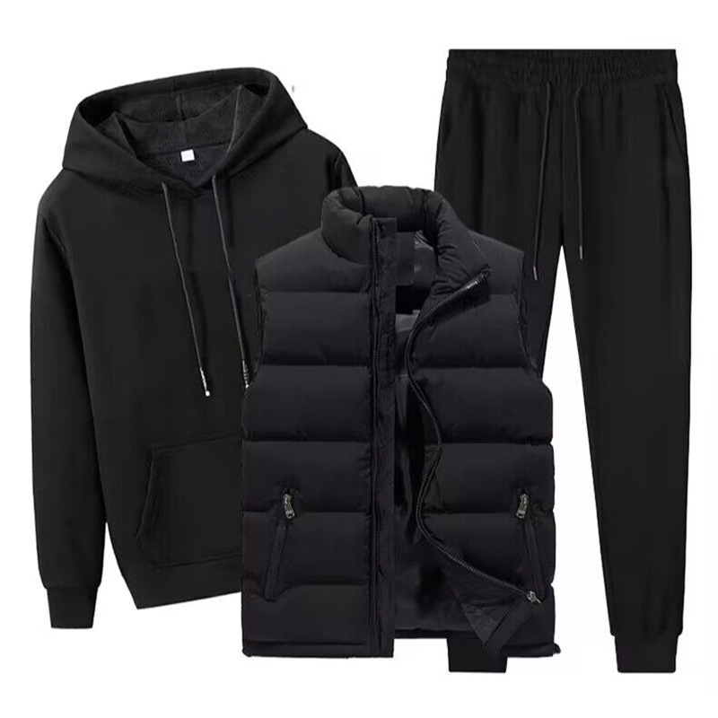 速売通の幅の鏡と帽子の衛衣の3つのセットの男性の秋冬の金とベルベットの厚い運動のレジャーのスーツはLOGOを印刷します。|undefined