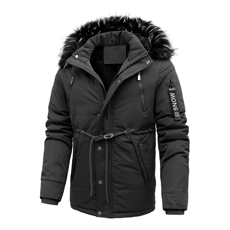 Зимняя полосатая новая мужская одежда с капюшоном и хлопковой подкладкой, однотонная утолщенная приталенная куртка с хлопковой подкладкой для трансграничной электронной коммерции, для мужчин