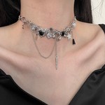 轻奢精致爱心珍珠花朵蝴蝶结星星铆钉流苏项链潮酷时尚朋克锁骨链