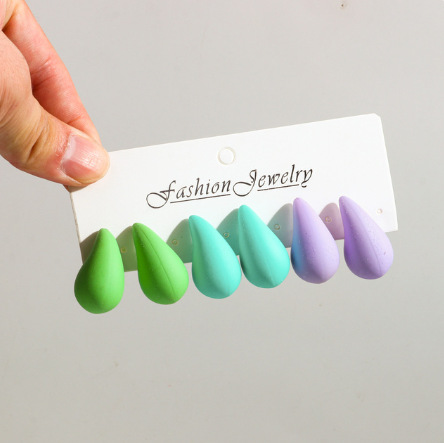 30g Weight Ear Studs Classification 3 Pairs Quantity Daily Occasion Acrylic Material Water Droplets Pattern Women's Gender Spray Paint Design IG Style, Simple Style Style 3 Pairs IG Style Simple Style Water Droplets Spray Paint Arylic Ear Studs 9