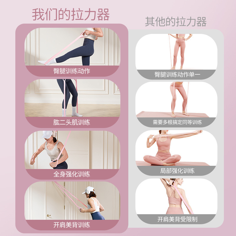 フィットネス弾性バンドヨガ弾性ロープテンショナー家庭用抵抗バンド筋力トレーニング胸筋器具背中と脚のトレーニング|undefined