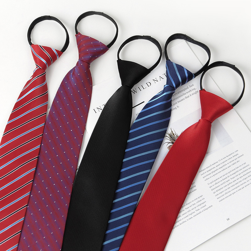 Factory direct formal business lazy people zipper-free tie men's business professional groups easy to pull black blue