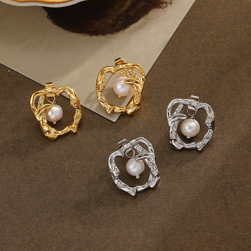 Organic brand fashionable small design earrings from pearl, internet celebrity, light luxury style, trend of season