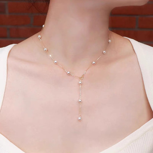Giptianxing Natural Freshwater Pearl Necklace Small Bulb Women's Clavicle Chain Niche New Necklace Chain Gift for Girlfriend