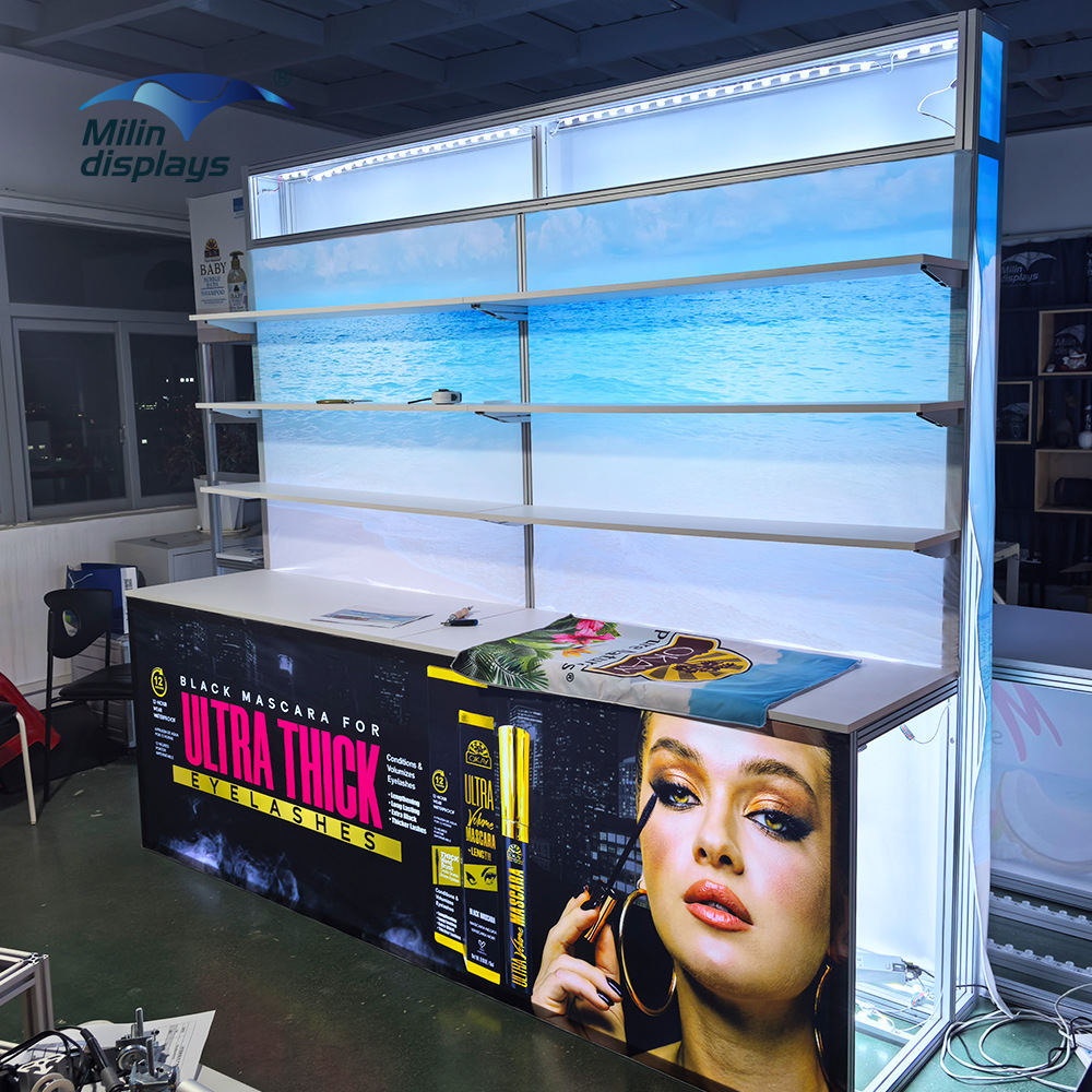 高端铝广告灯箱货架超市展示LED灯箱货架灯箱层板展示柜